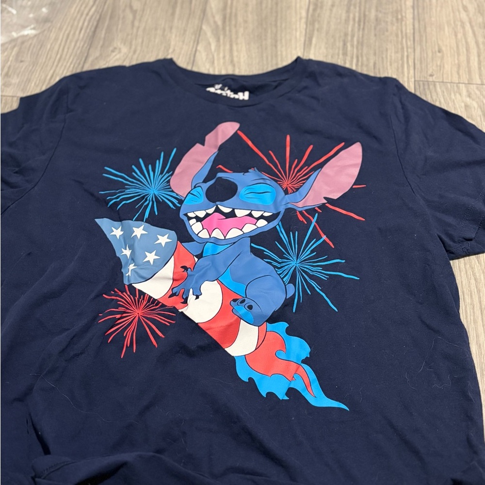 Disney Navy Blue Stitch Fireworks T-Shirt